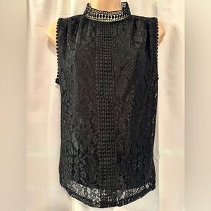 Sew In Love Black Embellished Sleeveless Blouse
